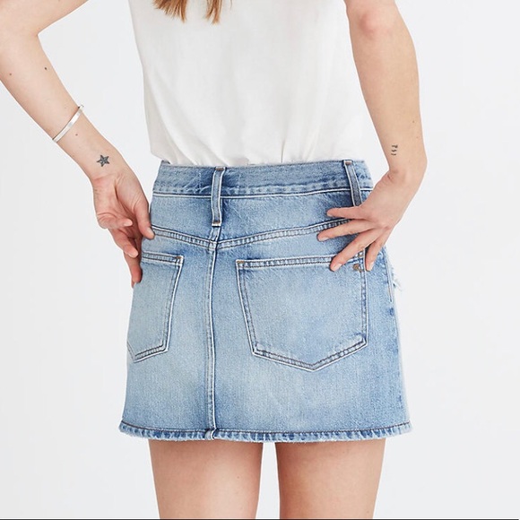 NEW Madewell Denim Jean Mini Skirt Distressed 30 - Picture 4 of 9
